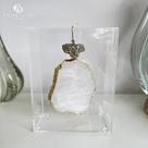 Caixa de Acrílico Decorativa Com Pedra Quartzo Branco e Pirita M Caixa de Acrílico Decorativa Com Pedra Quartzo Branco e Pirita M