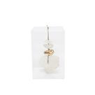 Caixa de Acrílico Decorativa Com Pedra Quartzo Cristal Bruto e Dourado P