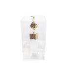 Caixa de Acrílico Decorativa Com Pedra Selenita e Quartzo Rolado Branco e Dourado P