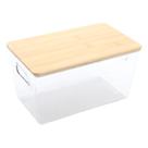 Caixa de Acrilico Retangular Tampa de Bambu para Decorar Organizar Despensa e Alimentos Caixa de Acrilico Retangular Tampa de Bambu para Decorar Organizar Despensa e Alimentos