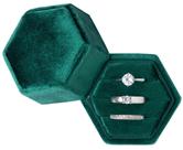 Caixa de anel Giftop Equal Hexagon Velvet com 3 compartimentos (verde)