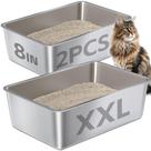 Caixa de areia EGMEHOAD em aço inoxidável 60 x 39,9 x 20 cm, kit com 2 unidades Caixa de areia EGMEHOAD em aço inoxidável 60 x 39,9 x 20 cm, kit com 2 unidades