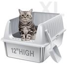 Caixa de areia para gatos de aço inoxidável Jecoo XL 60x41x30cm com colher
