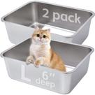 Caixa de areia para gatos EGMEHOAD em aço inoxidável 44 x 35 x 15 cm, 2 unidades Caixa de areia para gatos EGMEHOAD em aço inoxidável 44 x 35 x 15 cm, 2 unidades
