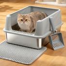 Caixa de areia para gatos EGMEHOAD em aço inoxidável, tamanho médio, com tampa Caixa de areia para gatos EGMEHOAD em aço inoxidável, tamanho médio, com tampa
