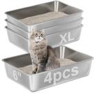Caixa de Areia para Gatos EGMEHOAD XL Aço Inoxidável 60x40x15cm Kit com 4 Unidades Caixa de Areia para Gatos EGMEHOAD XL Aço Inoxidável 60x40x15cm Kit com 4 Unidades