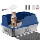 Caixa de areia para gatos Ellenpent XL 60x40x30cm em aço inoxidável