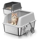 Caixa de areia para gatos Fusblom em aço inoxidável 44 x 34 x 26 cm, kit com 2 unidades Caixa de areia para gatos Fusblom em aço inoxidável 44 x 34 x 26 cm, kit com 2 unidades