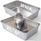 Caixa de areia para gatos FUTAM em aço inoxidável extra grande 60x40x15cm