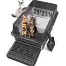 Caixa de areia para gatos ICYAIR XXL em aço inoxidável 71 x 51 x 30 cm