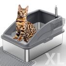 Caixa de Areia para Gatos INVENHO - Extra Grande em Aço Inoxidável com Tampa