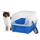 Caixa de Areia para Gatos IRIS USA - Grande, Aberta, com Tampo Alto (Azul)