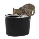 Caixa de Areia para Gatos IRIS USA Top Entry - com Colher - Preta/Cinza