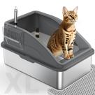Caixa de Areia para Gatos MIXJOY - Extra Grande com Tampa em Aço Inoxidável