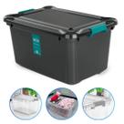 Caixa de Armazenamento com Trava- 27L Preta ,Organizador Multiuso