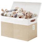 Caixa de Armazenamento de Brinquedos Bagnizer 83L - Grande com Tampa Dobrável Bege