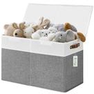 Caixa de Armazenamento de Brinquedos Bagnizer 83L - Grande com Tampa Dobrável (Cinza)