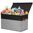 Caixa de Armazenamento de Brinquedos Gowee 83L - Com Tampa e Divisórias (Preta/Cinza)