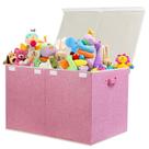 Caixa de armazenamento de brinquedos popoly 122L dobrável 66x43x43 cm rosa