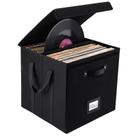 Caixa de armazenamento de discos de vinil Homward Linen Tecido de 33 cm para LP