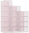Caixa de armazenamento de sapatos Foluck Stackable Plastic, pacote com 15 unidades rosa