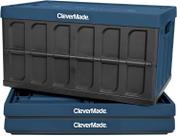 Caixa de Armazenamento Dobrável CleverMade Ocean 62L com Tampa - Pacote com 3