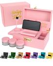Caixa de armazenamento HASHSTASH The OG Large Bamboo com fechadura rosa/dourada