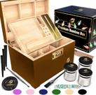 Caixa de armazenamento HOVANZO Premium Large Bamboo com fechadura e acessórios