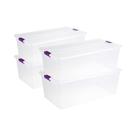 Caixa de armazenamento Sterilite 110L de plástico transparente com tampa de travamento x4 Caixa de armazenamento Sterilite 110L de plástico transparente com tampa de travamento x4