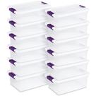 Caixa de armazenamento Sterilite 15L de plástico transparente com tampa de travamento x12