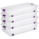 Caixa de armazenamento Sterilite Clear Plastic 60L com rodas, pacote com 4