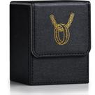 Caixa de baralho de cartas ZLCA para MTG com 2 divisórias em couro PU preto