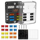 Caixa de blocos de fusíveis UckaSayfy de 6 vias 12V/24V DC com display LED