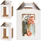 Caixa de bolo Hzzycaxli Tall 10x10x12in com janela branca, pacote com 2