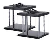 Caixa de bolo XININSUN PET Clear 10x10x9cm com fita, 2 peças pretas Caixa de bolo XININSUN PET Clear 10x10x9cm com fita, 2 peças pretas