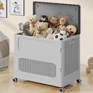 Caixa de Brinquedos Dimmeda Large 135 Qt com Tampa de Plástico Cinza