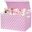 Caixa de brinquedos homyfort para meninas e crianças, grande, com tampa giratória rosa