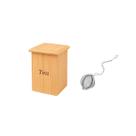 Caixa de Cha Bambu e Infusor Ervas Esfera Inox 2un