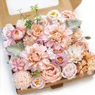 Caixa de combinação de flores artificiais WEIERYUE rosa para decoração de casamento