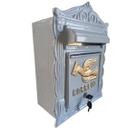 Caixa de Correio Grande Big Embutir Frontal Clássica Branca com Pombo Correio Dourado - Ficone Decor