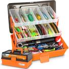 Caixa de equipamento de pesca PLUSINNO grande de 3 camadas com kit de 415 unidades