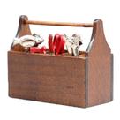 Caixa de ferramentas de madeira em miniatura Dollhouse com ferramentas manuais, escala 1:12