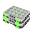 Caixa de ferramentas Jack Boss, tampa transparente, 34 compartimentos, verde, pacote com 2