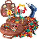 Caixa de ferramentas Magic Montessori Play com furadeira elétrica Bear Brown