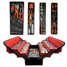 Caixa de Ferramentas Sanfonada 85 Peças com 5 Gavetas Jogo Completo Profissional Mecânica Construção