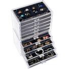 Caixa de joias ProCase, porta-brincos, organizador, 10 gavetas, preta