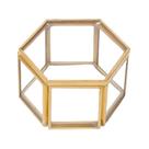 Caixa de joias, recipiente de vidro hexagonal, dourado durável
