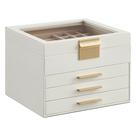 Caixa de jóias SONGMICS com tampa de vidro de 4 camadas 20x23x17 cm