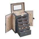 Caixa de joias SONGMICS de 6 camadas com 5 gavetas e espelho, cinza UJBC152G01 Caixa de joias SONGMICS de 6 camadas com 5 gavetas e espelho, cinza UJBC152G01
