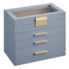 Caixa de Joias SONGMICS - Organizador de 4 Camadas com Tampa de Vidro (Azul Esfumaçado) Caixa de Joias SONGMICS - Organizador de 4 Camadas com Tampa de Vidro (Azul Esfumaçado)